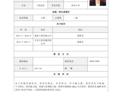 工程造价简历模板免费使用工程造价简历