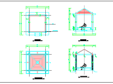 亭子平面图立面图效果图,亭子平面图