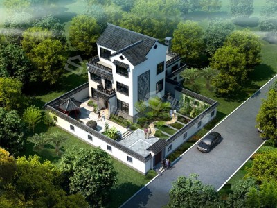 别墅鸟瞰图实景,别墅鸟瞰图